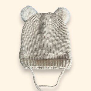 Zara Baby Knit Bear-Ear Winter Hat | 38 cm | Beige Cozy Hat